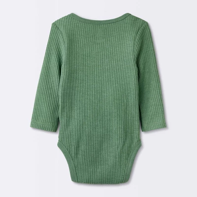 Baby 3pk Long Sleeve Waffle Bodysuit - Cloud Island™ Green 2 Baby 3pk Long Sleeve Waffle Bodysuit - Cloud Island™ Green