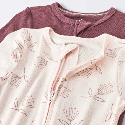 Baby Girls' 2pk Floral Soft Blend Sleep N' Play - Cloud Island™ Burgundy 4 Baby Girls' 2pk Floral Soft Blend Sleep N' Play - Cloud Island™ Burgundy - Image 2