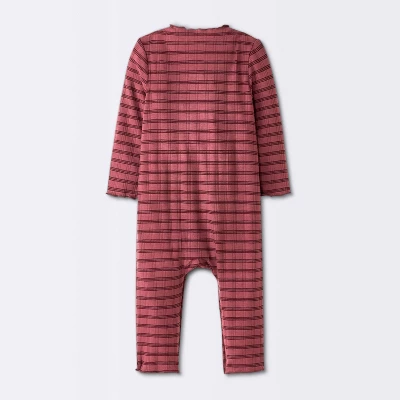 Baby Girls' Jacquard Checkered Romper & Headband - Cloud Island™ Burgundy 3 Baby Girls' Jacquard Checkered Romper & Headband - Cloud Island™ Burgundy