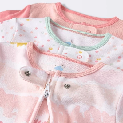 Baby Girls' 3pk Zip-Up Sleep N' Play - Cloud Island™ Pink 4 Baby Girls' 3pk Zip-Up Sleep N' Play - Cloud Island™ Pink - Image 2
