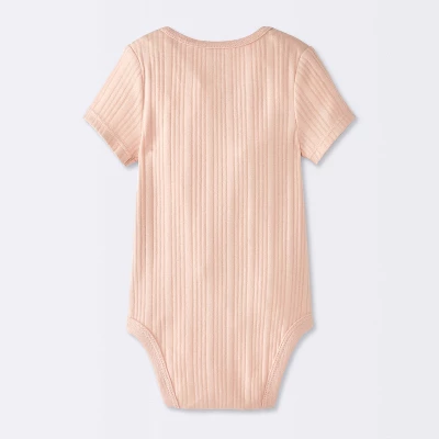 Baby Girls' 4pk Floral Short Sleeve Bodysuits - Cloud Island™ Peach/Pink 3 Baby Girls' 4pk Floral Short Sleeve Bodysuits - Cloud Island™ Peach/Pink