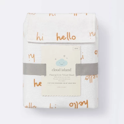 Flannel Fitted Crib Sheet Hello Script - Cloud Island™ 6 Flannel Fitted Crib Sheet Hello Script - Cloud Island™ - Image 4