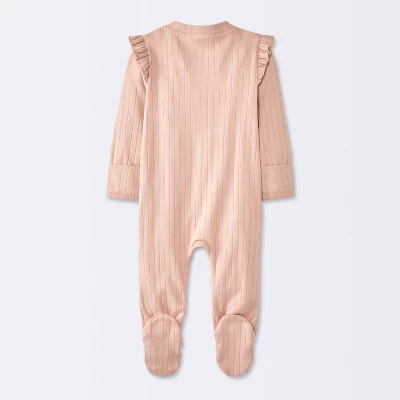 Baby Girls' 2pk Cozy Wide Ribbed Floral Sleep N' Play - Cloud Island™ Pink/Blue 3 Baby Girls' 2pk Cozy Wide Ribbed Floral Sleep N' Play - Cloud Island™ Pink/Blue