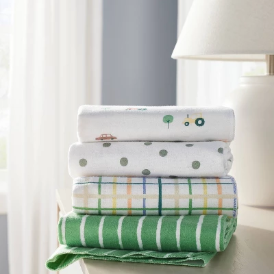 Flannel Baby Blanket 4pk - Cloud Island™ Trucks 3 Flannel Baby Blanket 4pk - Cloud Island™ Trucks