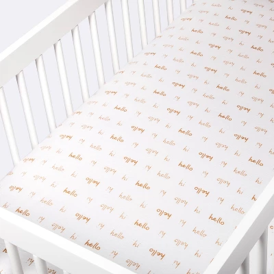 Flannel Fitted Crib Sheet Hello Script - Cloud Island™ 4 Flannel Fitted Crib Sheet Hello Script - Cloud Island™ - Image 2