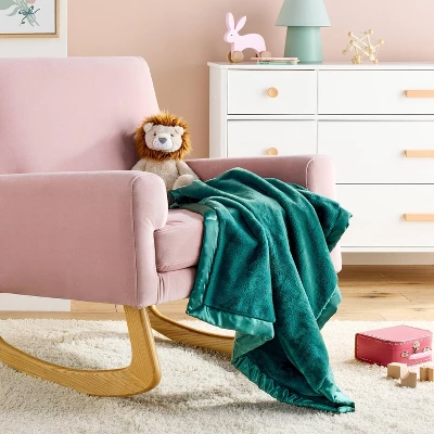 Solid Satin Edge Plush Baby Blanket - Green - Cloud Island™ 3 Solid Satin Edge Plush Baby Blanket - Green - Cloud Island™