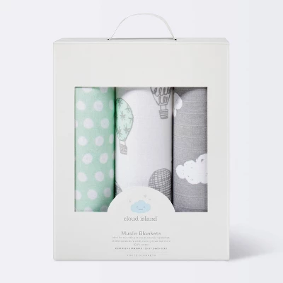 Swaddle Blankets In The Clouds 3pk - Cloud Island™ Joyful Mint 4 Swaddle Blankets In The Clouds 3pk - Cloud Island™ Joyful Mint - Image 2