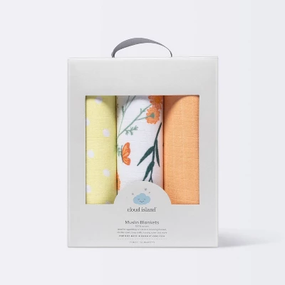 Muslin Swaddle Blanket - Cloud Island™ Garden Floral - 3pk 4 Muslin Swaddle Blanket - Cloud Island™ Garden Floral - 3pk - Image 2