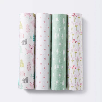 Flannel Baby Blankets Forest Frolic 4pk - Cloud Island™ Pink 5 Flannel Baby Blankets Forest Frolic 4pk - Cloud Island™ Pink - Image 3