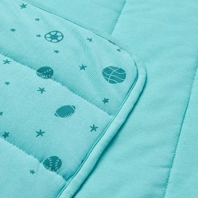Rayon From Bamboo Jersey Quilted Blanket - Sports - Teal - Cloud Island™ 4 Rayon From Bamboo Jersey Quilted Blanket - Sports - Teal - Cloud Island™ - Image 2