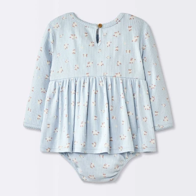 Baby Girls' Floral Skirted Bodysuit - Cloud Island™ Blue 3 Baby Girls' Floral Skirted Bodysuit - Cloud Island™ Blue