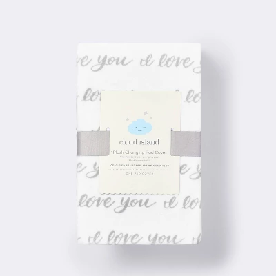Plush Changing Pad Cover I Love You Script - Gray/White - Cloud Island™ 4 Plush Changing Pad Cover I Love You Script - Gray/White - Cloud Island™ - Image 2