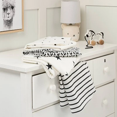 Flannel Baby Blanket - Cloud Island™ - Black/White - 4pk 3 Flannel Baby Blanket - Cloud Island™ - Black/White - 4pk