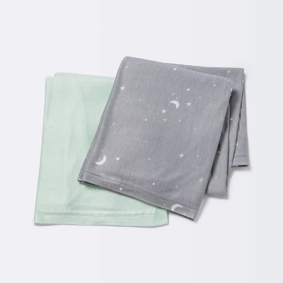 Jersey Swaddle Blanket 2pk - Cloud Island™ Gray Stars 6 Jersey Swaddle Blanket 2pk - Cloud Island™ Gray Stars - Image 4