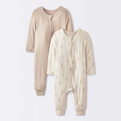 Baby 2pk Leaf So Very Soft Modal Blend Romper - Cloud Island™ Cream 6 Baby 2pk Leaf So Very Soft Modal Blend Romper - Cloud Island™ Cream - Image 4