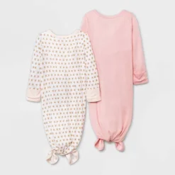 New Arrival 3 Baby Girls' 2pk Modal Tie NightGown - Cloud Island™ Pink