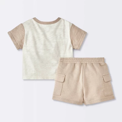 Baby Boys' Beach Club Cargo Top & Shorts Set - Cloud Island™ Cream 3 Baby Boys' Beach Club Cargo Top & Shorts Set - Cloud Island™ Cream