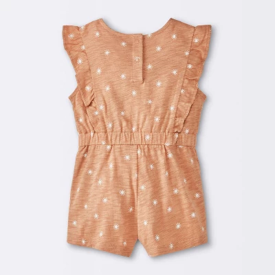 Baby Girls' Sun Stamps Printed Ruffle Romper - Cloud Island™ Tan 3 Baby Girls' Sun Stamps Printed Ruffle Romper - Cloud Island™ Tan