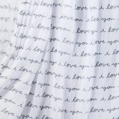 Muslin Swaddle Blanket I Love You - Cloud Island™ White 4 Muslin Swaddle Blanket I Love You - Cloud Island™ White - Image 2