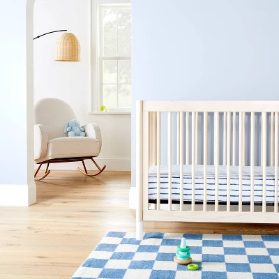 Polyester Rayon Fitted Crib Sheet - Navy Blue Vertical Stripe - Cloud Island™ 3 Polyester Rayon Fitted Crib Sheet - Navy Blue Vertical Stripe - Cloud Island™