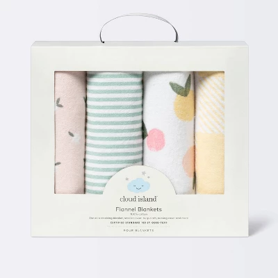 Flannel Baby Blankets Citrus - Cloud Island™ 4pk 4 Flannel Baby Blankets Citrus - Cloud Island™ 4pk - Image 2