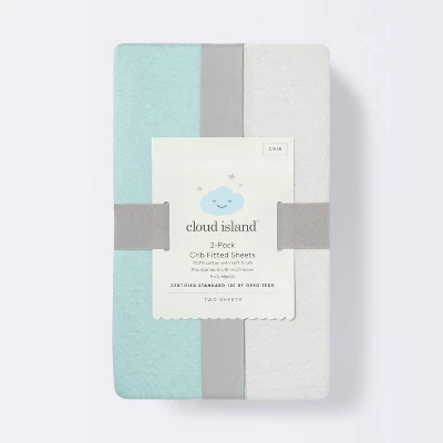 Fitted Play Yard Jersey Sheet - Cloud Island™ - Light Green/Gray - 2pk 4 Fitted Play Yard Jersey Sheet - Cloud Island™ - Light Green/Gray - 2pk - Image 2