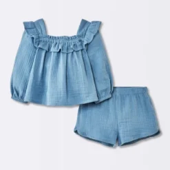 Baby Girls' 2pc Gauze Long Sleeve Top And Bloomer Set - Cloud Island™ Blue -Target GUEST b2193416 cbaf 4db6 b69c dc4e97c8798d