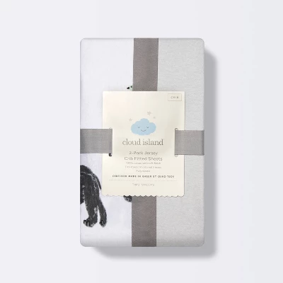 Fitted Jersey Crib Sheet 2pk - Cloud Island™ Two By Two Animals And Solid Gray 6 Fitted Jersey Crib Sheet 2pk - Cloud Island™ Two By Two Animals And Solid Gray - Image 4