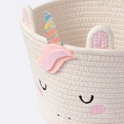 Coiled Rope Forest Animal Small Round Storage Basket - Unicorn - Cloud Island™ 4 Coiled Rope Forest Animal Small Round Storage Basket - Unicorn - Cloud Island™ - Image 2