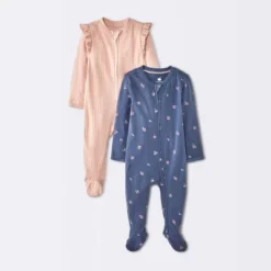 Baby Girls' 2pk Cozy Wide Ribbed Floral Sleep N' Play - Cloud Island™ Pink/Blue 9 Baby Girls' 2pk Cozy Wide Ribbed Floral Sleep N' Play - Cloud Island™ Pink/Blue -Target GUEST b8b6cf8f 3882 4edb 912f a69077b659d9