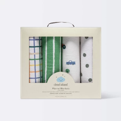 Flannel Baby Blanket 4pk - Cloud Island™ Trucks 4 Flannel Baby Blanket 4pk - Cloud Island™ Trucks - Image 2