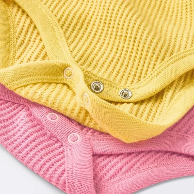 Baby Girls' 3pk Long Sleeve Waffle Bodysuit - Cloud Island™ Pink 5 Baby Girls' 3pk Long Sleeve Waffle Bodysuit - Cloud Island™ Pink - Image 3