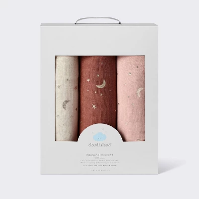Muslin Swaddle Baby Blanket - Warm Metallic - 3pk - Cloud Island™ 5 Muslin Swaddle Baby Blanket - Warm Metallic - 3pk - Cloud Island™ - Image 3