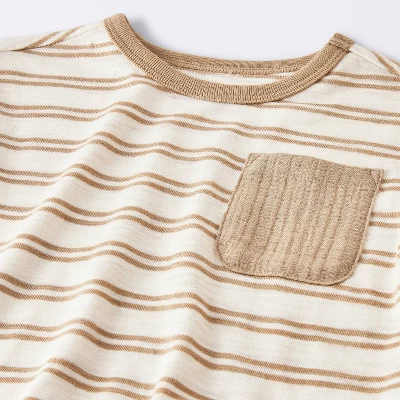 Baby Boys' 2pc Striped Pocket T-Shirt And Shorts Set - Cloud Island™ Tan 4 Baby Boys' 2pc Striped Pocket T-Shirt And Shorts Set - Cloud Island™ Tan - Image 2