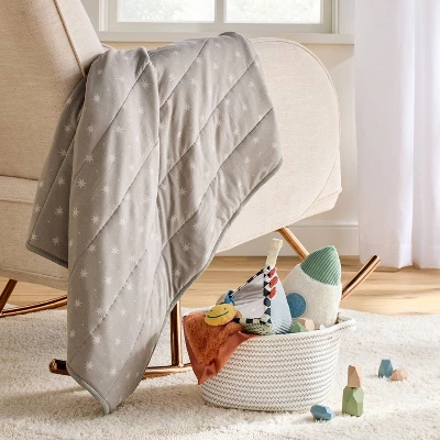 Rayon From Bamboo Jersey Quilted Blanket - Stars - Gray - Cloud Island™ 3 Rayon From Bamboo Jersey Quilted Blanket - Stars - Gray - Cloud Island™