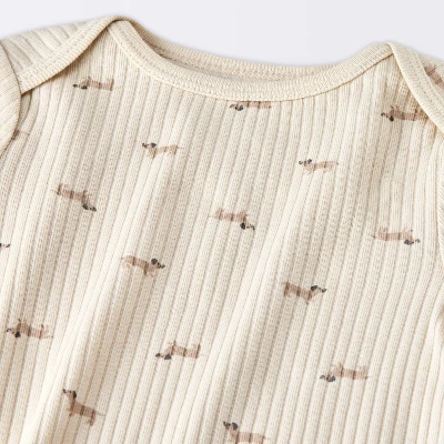 Baby 2pc Weiner Dogs Wide Ribbed Top & Bottom Set - Cloud Island™ Khaki 4 Baby 2pc Weiner Dogs Wide Ribbed Top & Bottom Set - Cloud Island™ Khaki - Image 2
