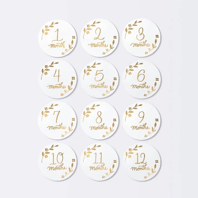 Round Monthly Milestone Cards - Luxe White And Gold - Cloud Island™ 4 Round Monthly Milestone Cards - Luxe White And Gold - Cloud Island™ - Image 2