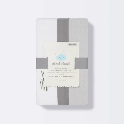 Jersey Bassinet Sheet 2pk - Cloud Island™ Two By Two Animals And Solid Gray 6 Jersey Bassinet Sheet 2pk - Cloud Island™ Two By Two Animals And Solid Gray - Image 4