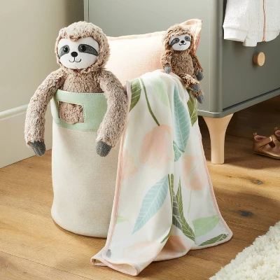 Brushed Jersey Stroller Blanket Blooms - Cloud Island™ Pink/Green 3 Brushed Jersey Stroller Blanket Blooms - Cloud Island™ Pink/Green