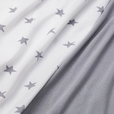 Fitted Jersey Crib Sheet - Gray & Scatter Star - Cloud Island™ 2pk 3 Fitted Jersey Crib Sheet - Gray & Scatter Star - Cloud Island™ 2pk