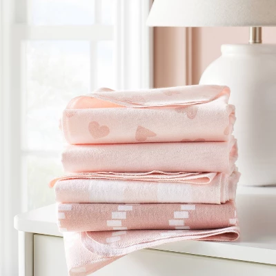 Flannel Baby Blanket - Pink Hearts And Chevron - Cloud Island™ 3 Flannel Baby Blanket - Pink Hearts And Chevron - Cloud Island™