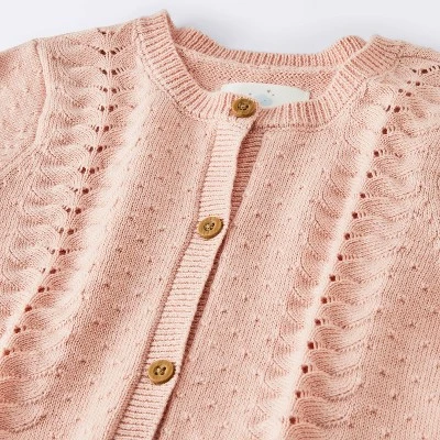 Baby Girls' 2pc Pointelle Sweater Set - Cloud Island™ Pink 4 Baby Girls' 2pc Pointelle Sweater Set - Cloud Island™ Pink - Image 2