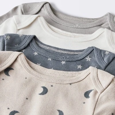 Baby 4pk Short Sleeve Moons Bodysuit - Cloud Island™ Gray 4 Baby 4pk Short Sleeve Moons Bodysuit - Cloud Island™ Gray - Image 2