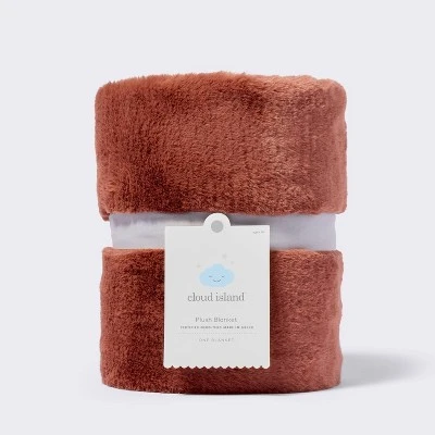 Solid Satin Edge Plush Baby Blanket - Russet Brown - Cloud Island™ 5 Solid Satin Edge Plush Baby Blanket - Russet Brown - Cloud Island™ - Image 3