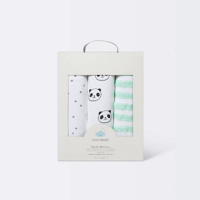 Muslin Swaddle Blankets Pandas 3pk - Cloud Island™ 4 Muslin Swaddle Blankets Pandas 3pk - Cloud Island™ - Image 2