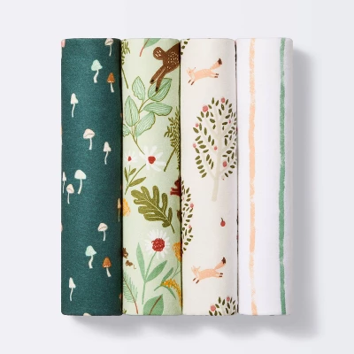 Flannel Baby Blanket Fauna - Green/White/Pink - 4pk - Cloud Island™ 5 Flannel Baby Blanket Fauna - Green/White/Pink - 4pk - Cloud Island™ - Image 3