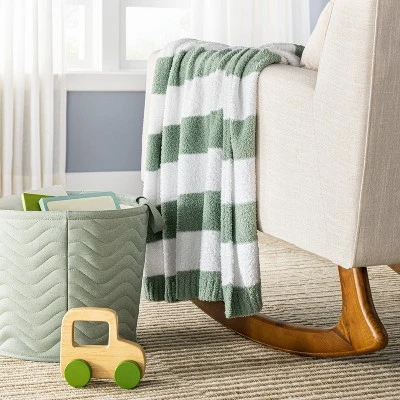 Chenille Stripe Baby Blanket - Green And White Stripe - Cloud Island™ 3 Chenille Stripe Baby Blanket - Green And White Stripe - Cloud Island™