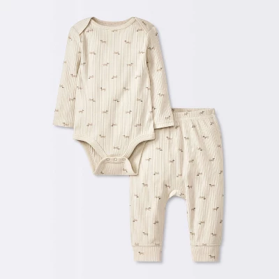 Baby 2pc Weiner Dogs Wide Ribbed Top & Bottom Set - Cloud Island™ Khaki 6 Baby 2pc Weiner Dogs Wide Ribbed Top & Bottom Set - Cloud Island™ Khaki - Image 4