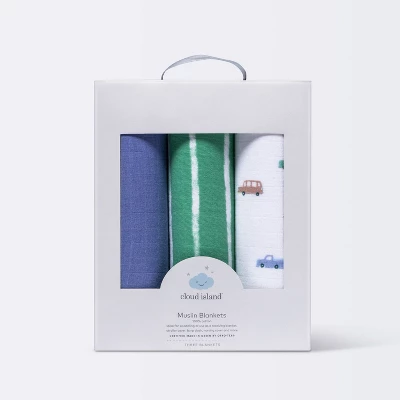 Muslin Swaddle Blanket - Cloud Island™ Transportation - 3pk 4 Muslin Swaddle Blanket - Cloud Island™ Transportation - 3pk - Image 2