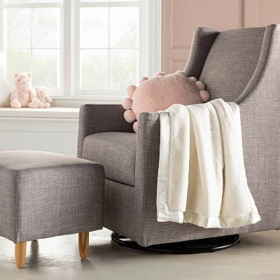 Solid Satin Edge Plush Baby Blanket - Cream - Cloud Island™ 3 Solid Satin Edge Plush Baby Blanket - Cream - Cloud Island™